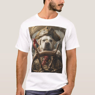 Angry Dog in Pirate Pet Steering van het Schip T-s T-shirt