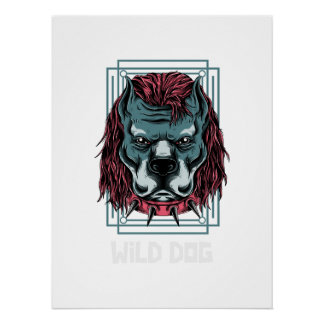 Angry Dog Logo | Spiked Collar Bulldog Artwork Perfect Poster