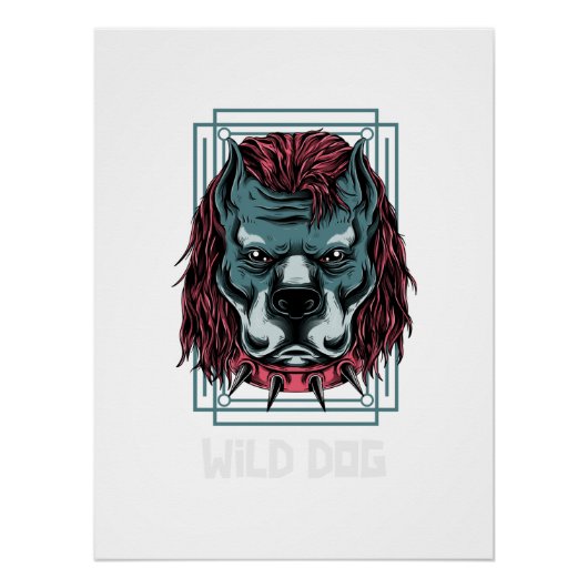 Angry Dog Logo | Spiked Collar Bulldog Artwork Perfect Poster (Voorkant)