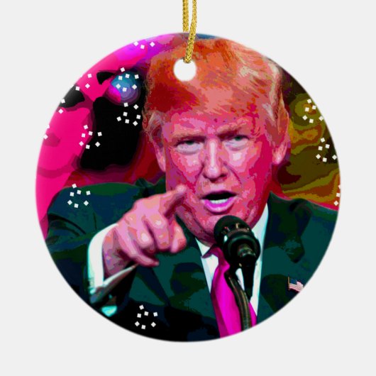 Angry Donald Trump "Fake News" kerstversiering Keramisch Ornament (Voorkant)