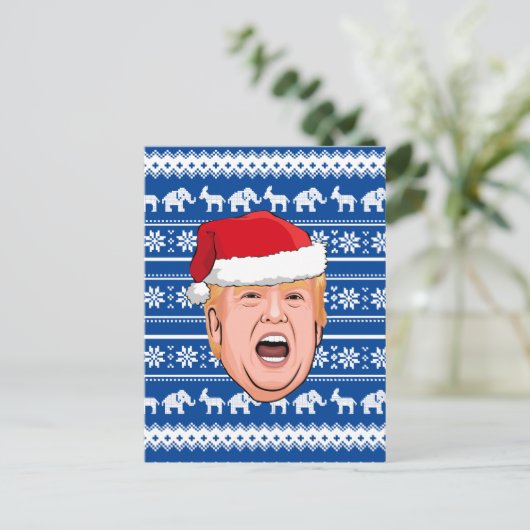 Angry Donald Trump Kerstmis Briefkaart (Staand voorkant)