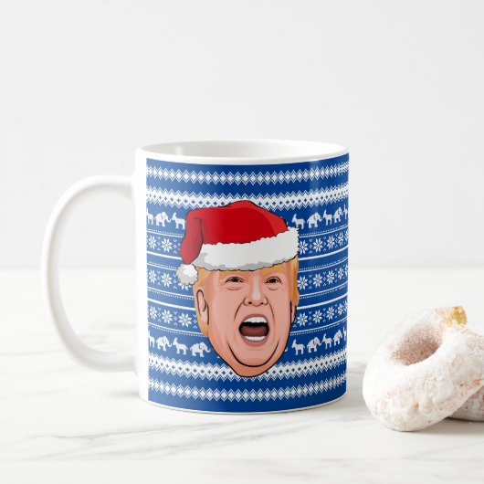Angry Donald Trump Kerstmis Koffiemok (Met donut)