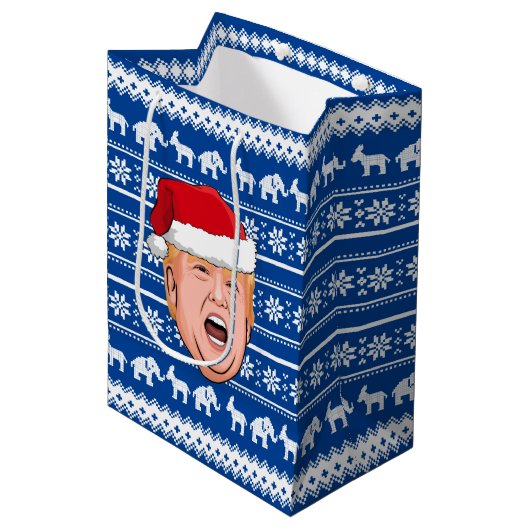 Angry Donald Trump Kerstmis Medium Cadeauzakje (Voorkant Gekanteld)