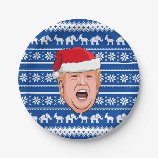 Angry Donald Trump Kerstmis Papieren Bordje (Voorkant)