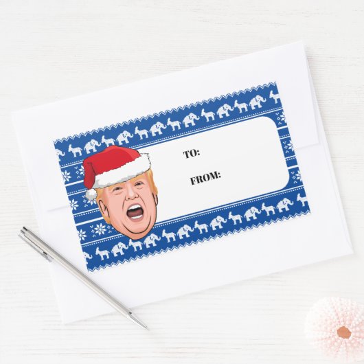 Angry Donald Trump Kerstmis Rechthoekige Sticker (Envelop)
