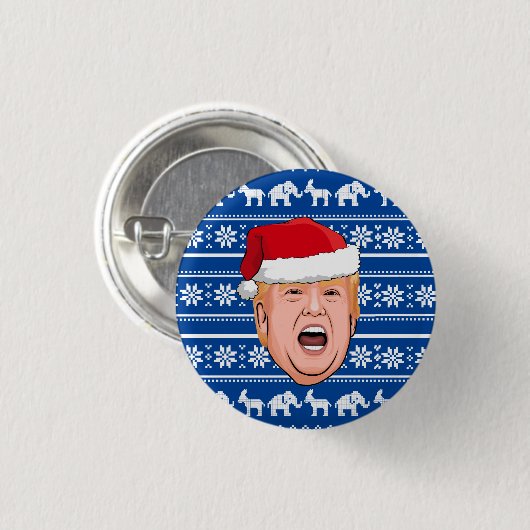 Angry Donald Trump Kerstmis Ronde Button 3,2 Cm (Voorkant /achterkant)