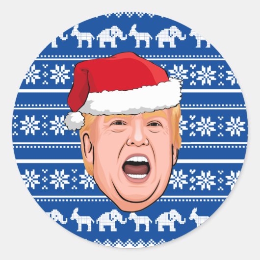 Angry Donald Trump Kerstmis Ronde Sticker (Voorkant)