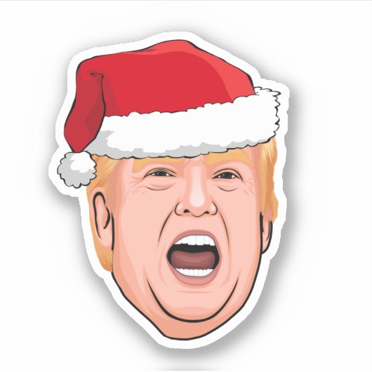 Angry Donald Trump Kerstmis Sticker (Voorkant)