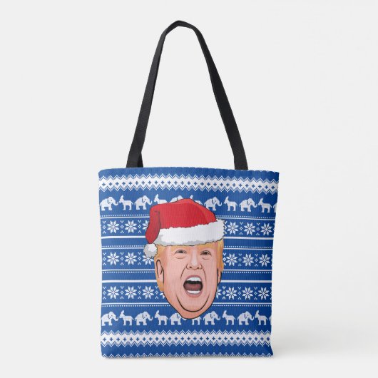 Angry Donald Trump Kerstmis Tote Bag (Achterkant)