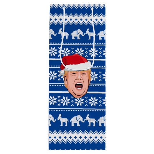 Angry Donald Trump Kerstmis Wijn Cadeautas (Voorkant)