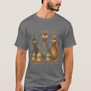 Angry Eagerlys Kleurrijke Kip Art, Crazy Chicken T-shirt