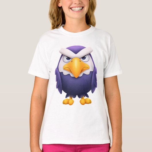 Angry Eagle Mascot – Fierce Purple cute Bird Kids T-shirt (Voorkant)
