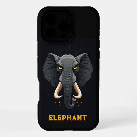 Angry Elephant Black iPhone Hoesje (Achterkant)