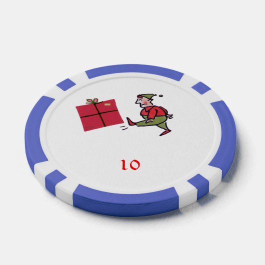 Angry Elf blauw 10 gestreepte poker chip (Enkel)