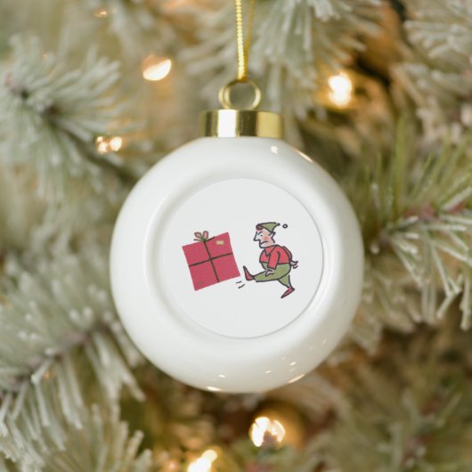 Angry Elf ceramic Christmas ball ornament (Boom)