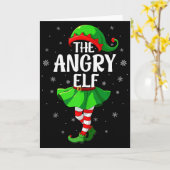 Angry Elf Christmas Girls Women Elf Squad Xmas Fam Kaart (Gele Bloem)