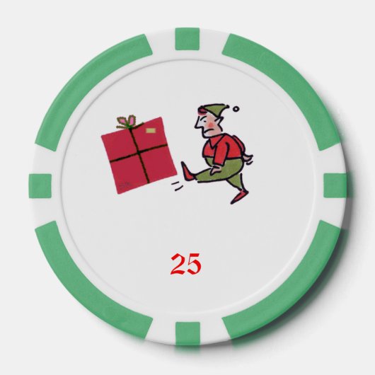 Angry Elf groen 25 gestreepte poker chip (Voorkant)