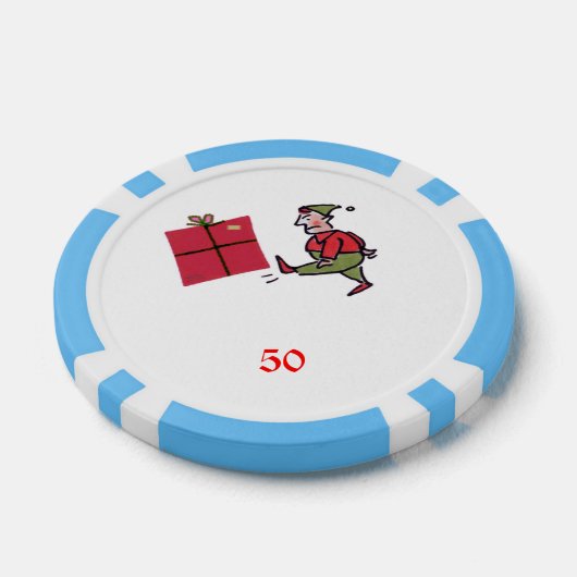Angry Elf lichtblauw 50 gestreepte poker chip (Enkel)