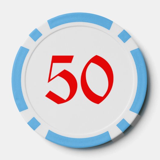 Angry Elf lichtblauw 50 gestreepte poker chip (Achterkant)