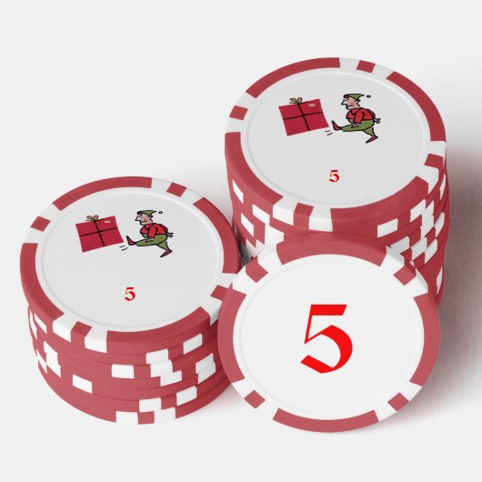 Angry Elf rood 5 gestreepte poker chip (Opstapeling)