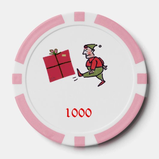 Angry Elf roze 1000 gestreepte poker chip (Voorkant)