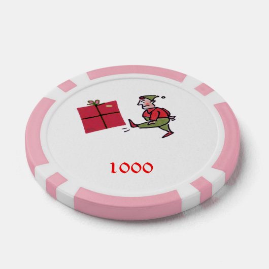 Angry Elf roze 1000 gestreepte poker chip (Enkel)