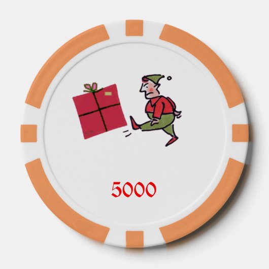 Angry Elf sinaasappel 5000 gestreepte poker chip (Voorkant)