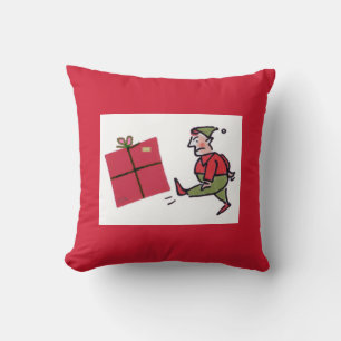 Angry Elf vierkante rode worp kussen