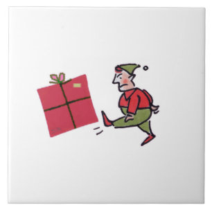 Angry Elf witte grote keramische tegel Tegeltje
