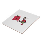 Angry Elf witte grote keramische tegel Tegeltje (Zijkant)