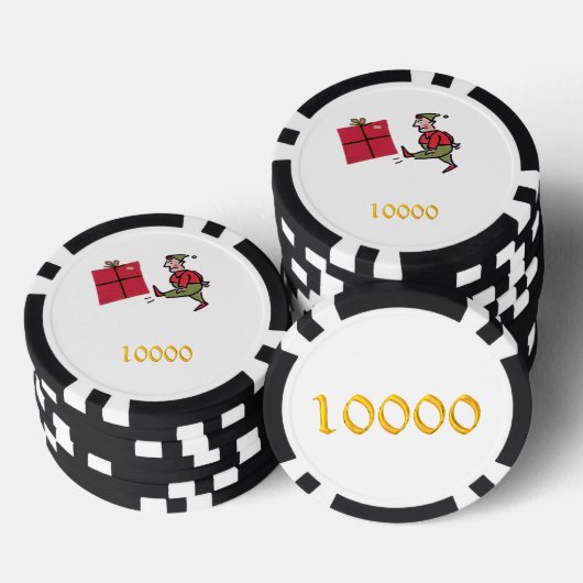 Angry Elf zwart goud 10000 gestreepte poker chip (Opstapeling)