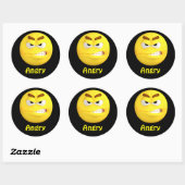 Angry Emoji Emoticon Cartoon Gezicht Ronde Sticker (Vel)
