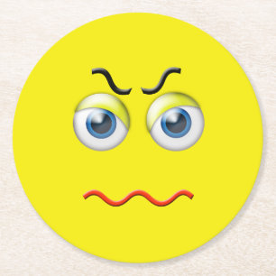 Angry Emoji Ronde Kartonnen Onderzetter