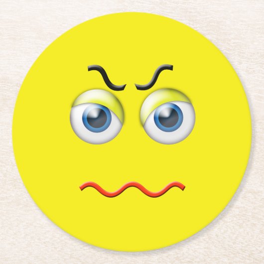 Angry Emoji Ronde Kartonnen Onderzetter (Voorkant)