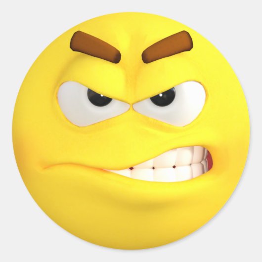 Angry Emoji Ronde Sticker (Voorkant)