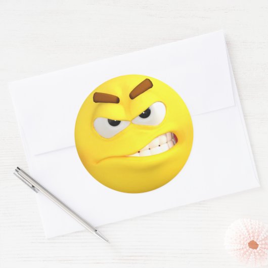 Angry Emoji Ronde Sticker (Envelop)