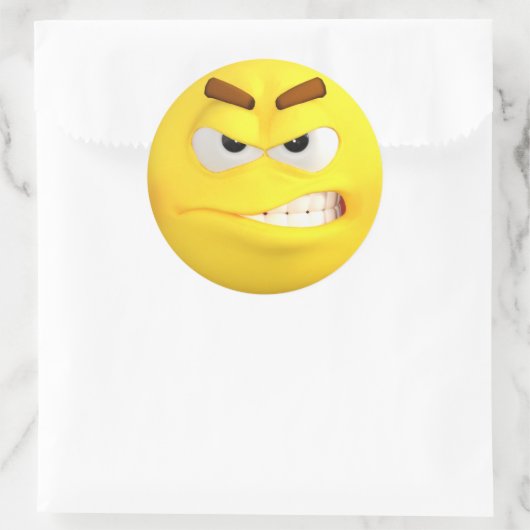 Angry Emoji Ronde Sticker (Tas)