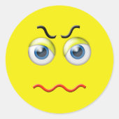 Angry Emoji Ronde Sticker (Voorkant)