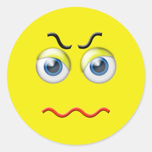 Angry Emoji Ronde Sticker (Voorkant)