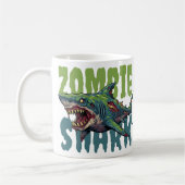 Angry enge Zombie haai illustratie Koffiemok (Links)