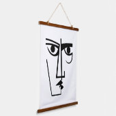 Angry Eyes Expression Abstracte vrouw Face Line Ar Hangend Wandkleed (Gebogen)