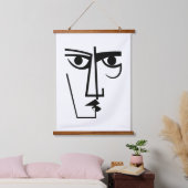 Angry Eyes Expression Abstracte vrouw Face Line Ar Hangend Wandkleed (Slaapkamer)