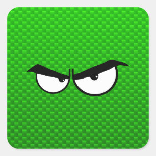 Angry Eyes; Groen Vierkante Sticker