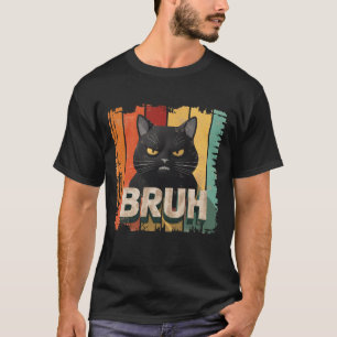Angry Face Black Cat Bruh Meme Graphic  Zon T-shirt