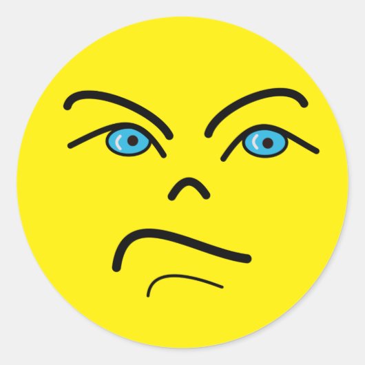 Angry Face Classic Ronde Sticker (Voorkant)