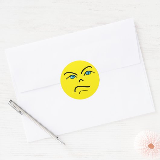 Angry Face Classic Ronde Sticker (Envelop)