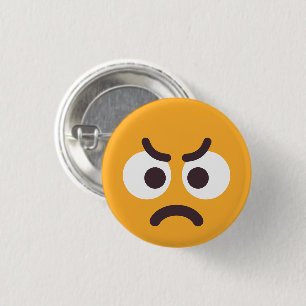 Angry Face Cute Fun Editable Colors Emoji Yellow Ronde Button 3,2 Cm