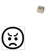 Angry Face Cute Schattig Minimal Line Art Emoji Rubberstempel (Gestempeld)