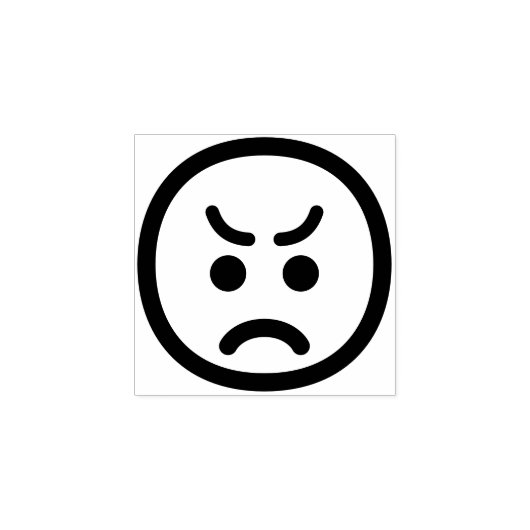 Angry Face Cute Schattig Minimal Line Art Emoji Rubberstempel (Afrduk)