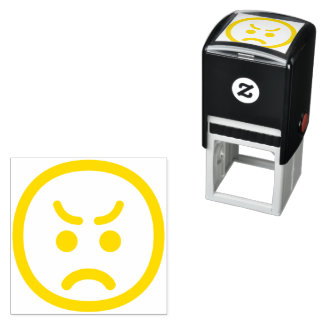 Angry Face Cute Schattig Minimal Line Art Emoji Zelfinktende Stempel